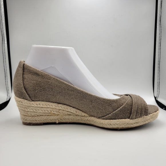 LifeStride Occupy Canvas Peep Toe Espadrille Wedges Sz 8.5 - Picture 6 of 10